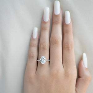 The Pave Crown Kamellie Set  With A 4.5 Carat Oval 14K White Gold Moissanite