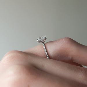 The Pave Crown Kamellie Set  With A 1 Carat Oval 14K White Gold Moissanite