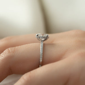 The Pave Crown Kamellie Set With A 2 Carat Oval 14K White Gold Lab Diamond