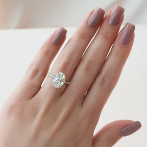 The Pave Crown Kamellie Set With A 1 Carat Oval 18K White Gold Lab Diamond
