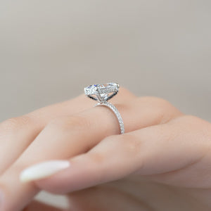 The Pave Crown Kamellie Set With A 1 Carat Oval 14K White Gold Lab Diamond