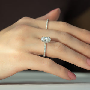 The Pave Crown Kamellie Set With A 2 Carat Oval 14K White Gold Lab Diamond