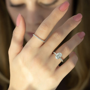 The Pave Crown Kamellie Set With A 1 Carat Oval 18K White Gold Lab Diamond