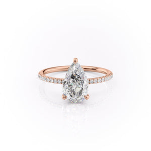 The Pave Crown Kamellie Set With A 2 Carat Pear 14K Rose Gold Lab Diamond