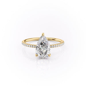 The Pave Crown Kamellie Set With A 1.5 Carat Pear 18K Yellow Gold Lab Diamond