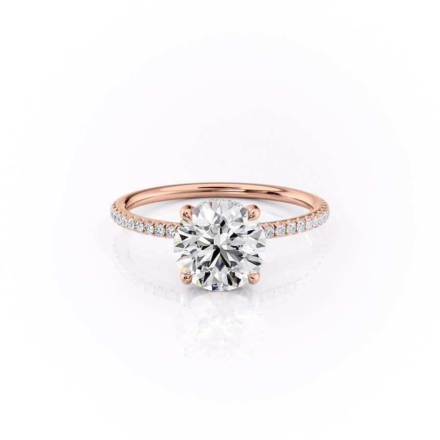 The Pave Crown Kamellie Set With A 1 Carat Round 14K Rose Gold Lab Diamond
