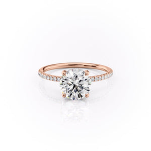 The Pave Crown Kamellie Set With A 3 Carat Round 14K Rose Gold Lab Diamond