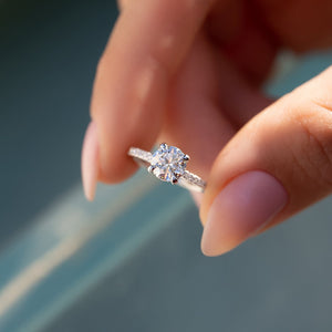 The Pave Crown Kamellie Set With A 1 Carat Round 14K White Gold Lab Diamond