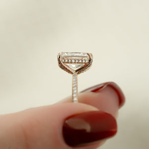 The Pave Crown Kamellie Set With A 3 Carat Radiant 14K Rose Gold Lab Diamond