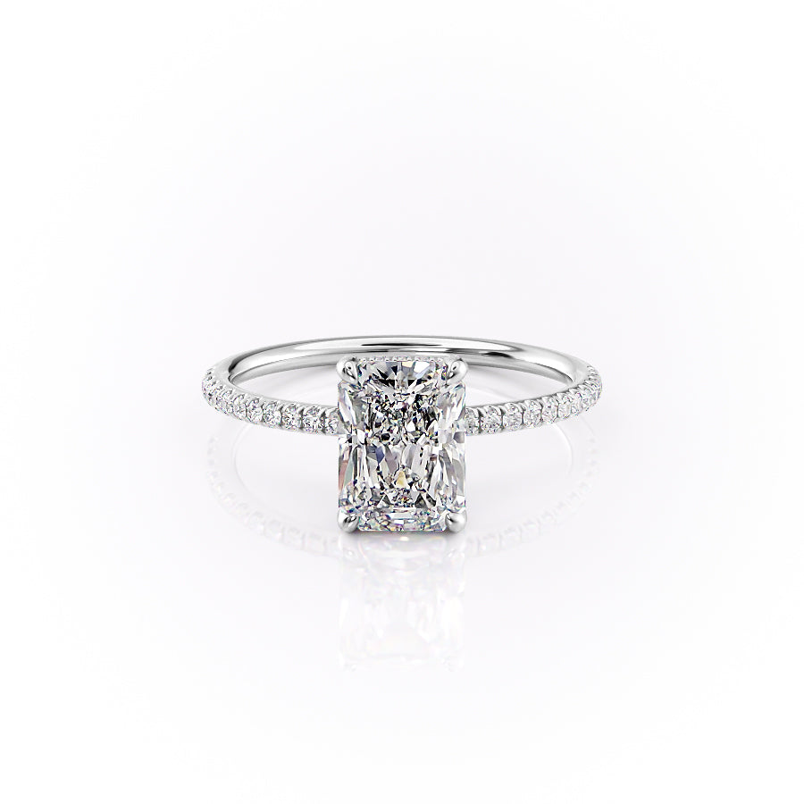 The Pave Crown Kamellie Set With A 1 Carat Radiant 14K White Gold Lab Diamond
