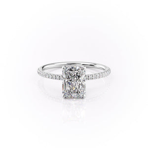 The Pave Crown Kamellie Set With A 1 Carat Radiant 14K White Gold Lab Diamond