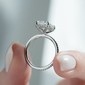 The Pave Crown Kamellie Set With A 3 Carat Radiant 18K White Gold Lab Diamond