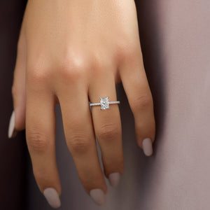 The Pave Crown Kamellie Set With A 1 Carat Radiant 18K White Gold Lab Diamond