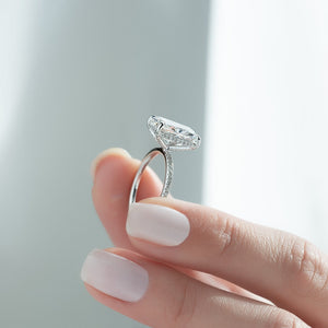The Pave Crown Kamellie Set With A 3 Carat Radiant 14K White Gold Lab Diamond