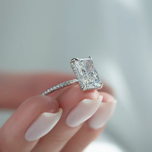 The Pave Crown Kamellie Set With A 1 Carat Radiant 14K White Gold Lab Diamond