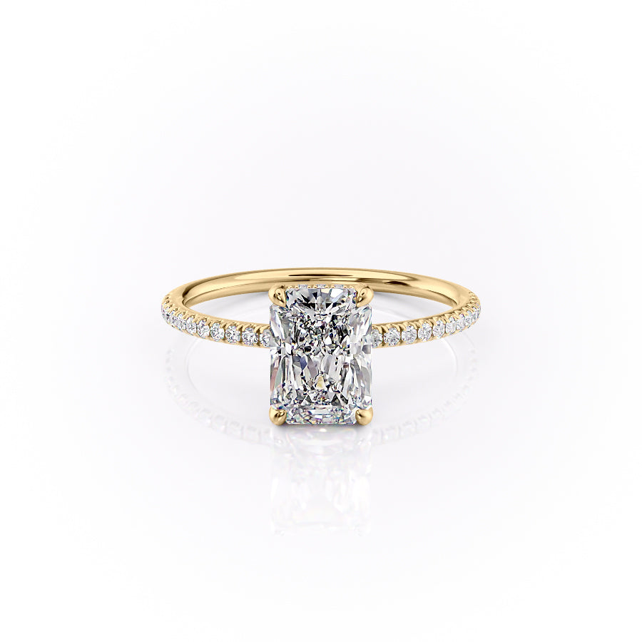 The Pave Crown Kamellie Set With A 2.5 Carat Radiant 18K Yellow Gold Lab Diamond