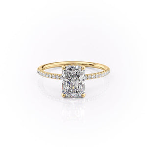 The Pave Crown Kamellie Set With A 2.5 Carat Radiant 18K Yellow Gold Lab Diamond
