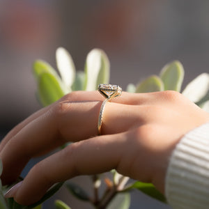 The Pave Crown Kamellie Set  With A 3.5 Carat Radiant 18K Yellow Gold Moissanite