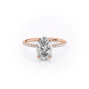 The Pave Crown Kamellie Set With A 1.5 Carat Oval 14K Rose Gold Lab Diamond
