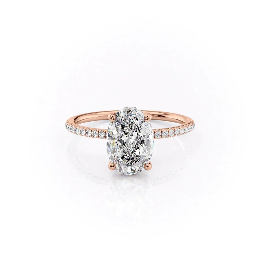 The Crown Kamellie Set With A 2.5 Carat Oval 14K Rose Gold Lab Diamond
