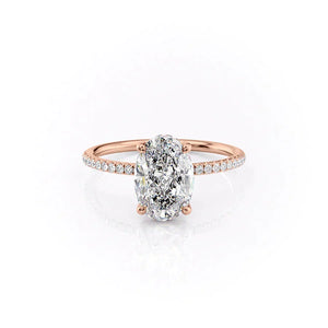 The Crown Kamellie Set With A 1 Carat Oval 14K Rose Gold Lab Diamond
