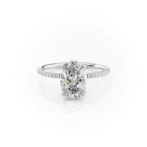 The Crown Kamellie Set With A 1 Carat Oval 18K White Gold Lab Diamond