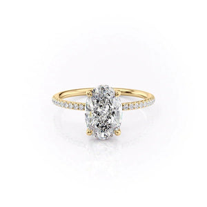 The Pave Crown Kamellie Set With A 1 Carat Oval 18K Yellow Gold Lab Diamond