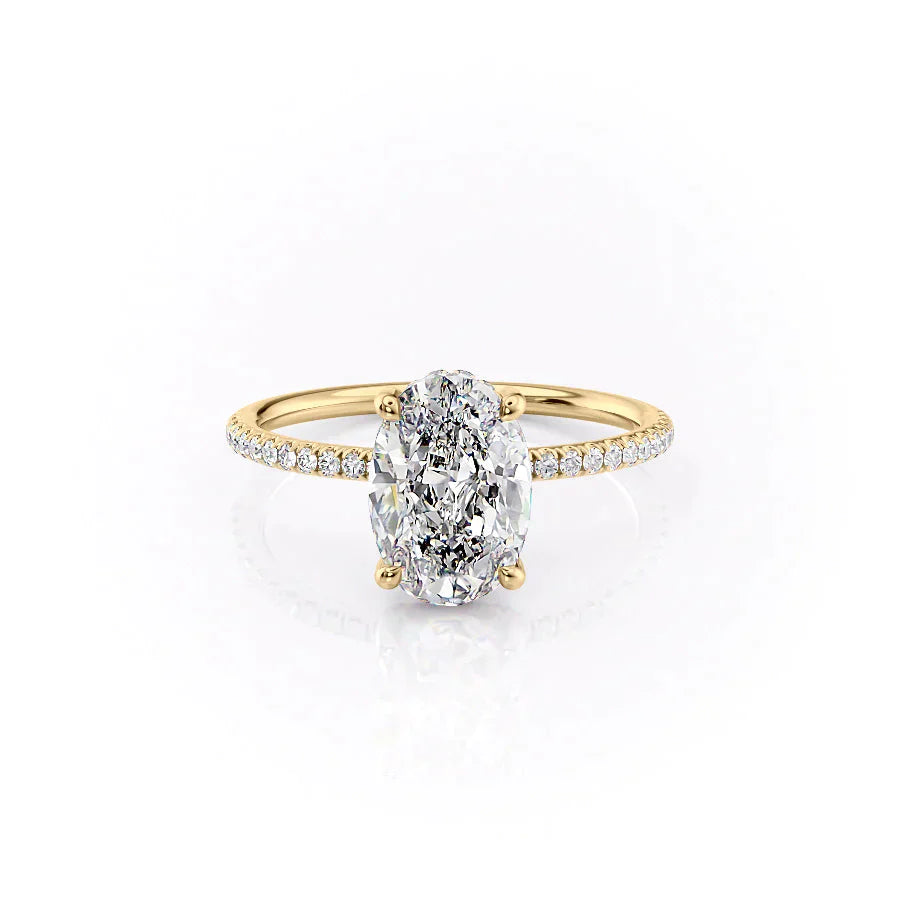 The Crown Kamellie Set With A 2.5 Carat Oval 18K Yellow Gold Lab Diamond