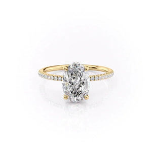 The Crown Kamellie Set With A 3 Carat Oval 18K Yellow Gold Lab Diamond