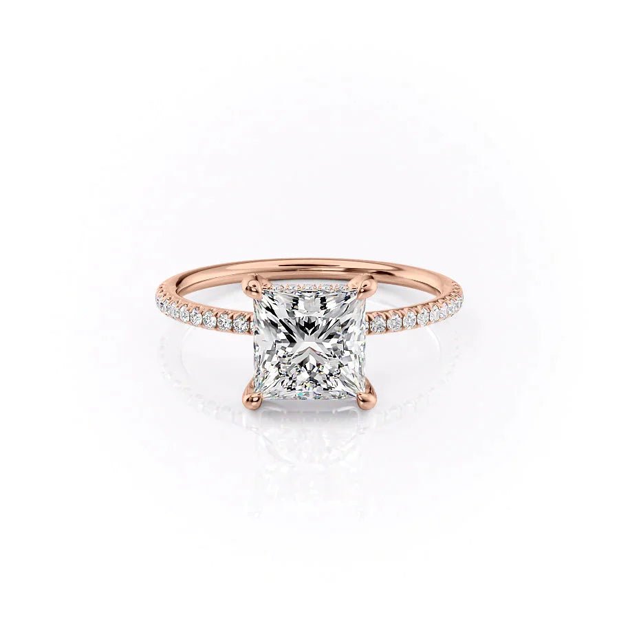 The Pave Crown Kamellie Set With A 1.5 Carat Princess 14K Rose Gold Lab Diamond
