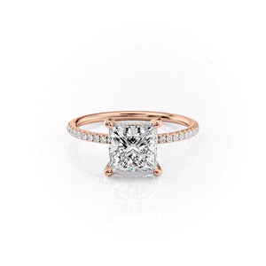 The Pave Crown Kamellie Set With A 2 Carat Princess 14K Rose Gold Lab Diamond