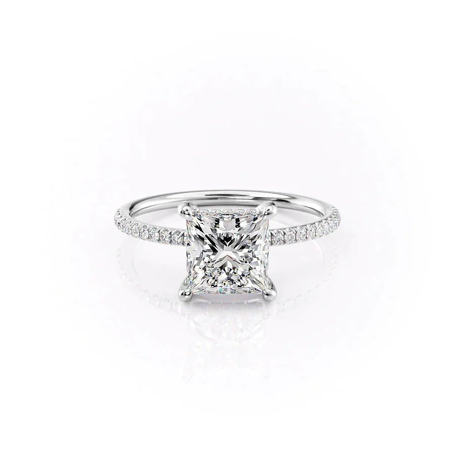 The Pave Crown Kamellie Set With A 2.5 Carat Princess 14K White Gold Lab Diamond