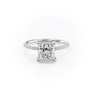 The Pave Crown Kamellie Set With A 1.5 Carat Princess 14K White Gold Lab Diamond