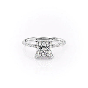 The Crown Kamellie Set With A 1 Carat Princess 14K White Gold Lab Diamond