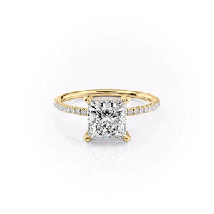 The Pave Crown Kamellie Set With A 2 Carat Princess 14K Yellow Gold Lab Diamond