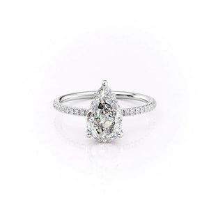 The Pave Crown Kamellie Set With A 2.5 Carat Pear 18K White Gold Lab Diamond
