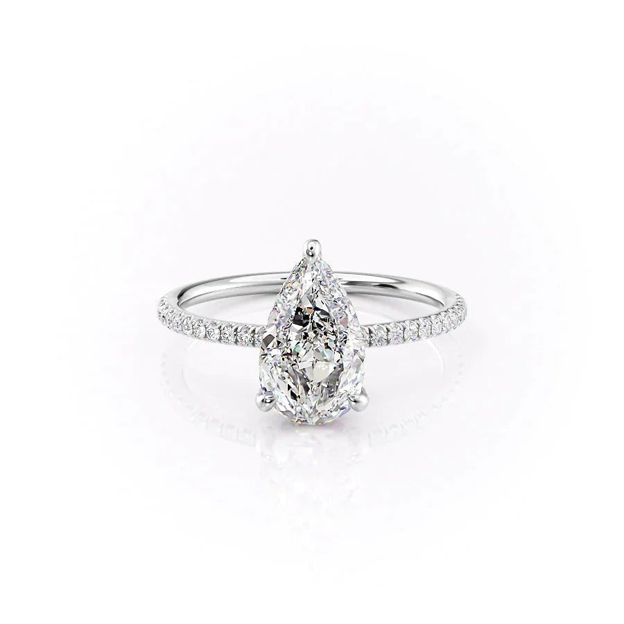 The Pave Crown Kamellie Set With A 1 Carat Pear 18K White Gold Lab Diamond