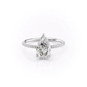The Crown Kamellie Set With A 1 Carat Pear 14K White Gold Lab Diamond