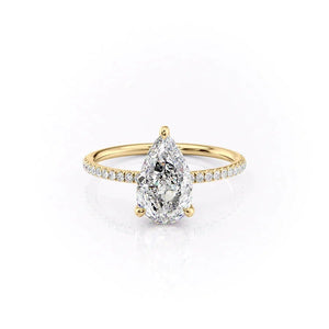 The Pave Crown Kamellie Set With A 2.5 Carat Pear 18K Yellow Gold Lab Diamond