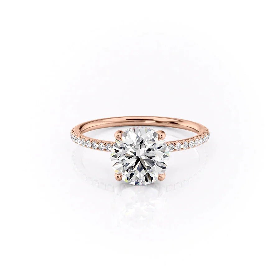 The Pave Crown Kamellie Set With A 2 Carat Round 14K Rose Gold Lab Diamond