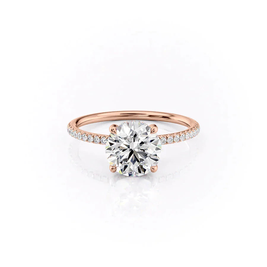 The Crown Kamellie Set With A 1 Carat Round 14K Rose Gold Lab Diamond
