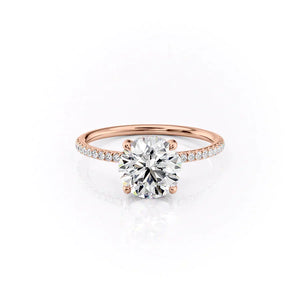 The Crown Kamellie Set With A 2 Carat Round 14K Rose Gold Lab Diamond