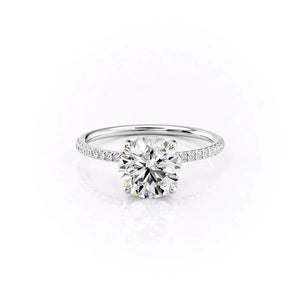 The Pave Crown Kamellie Set With A 2 Carat Round 14K White Gold Lab Diamond