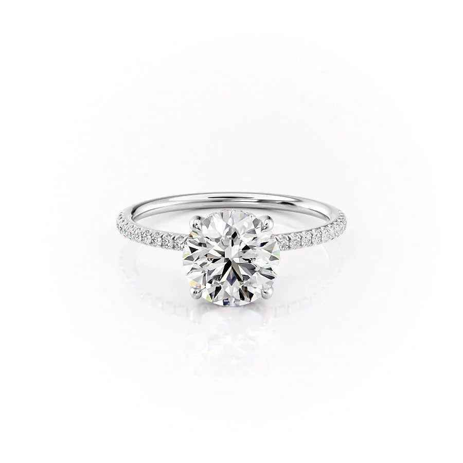 The Pave Crown Kamellie Set With A 1 Carat Round 14K White Gold Lab Diamond