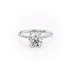 The Crown Kamellie Set With A 1.5 Carat Round 18K White Gold Lab Diamond