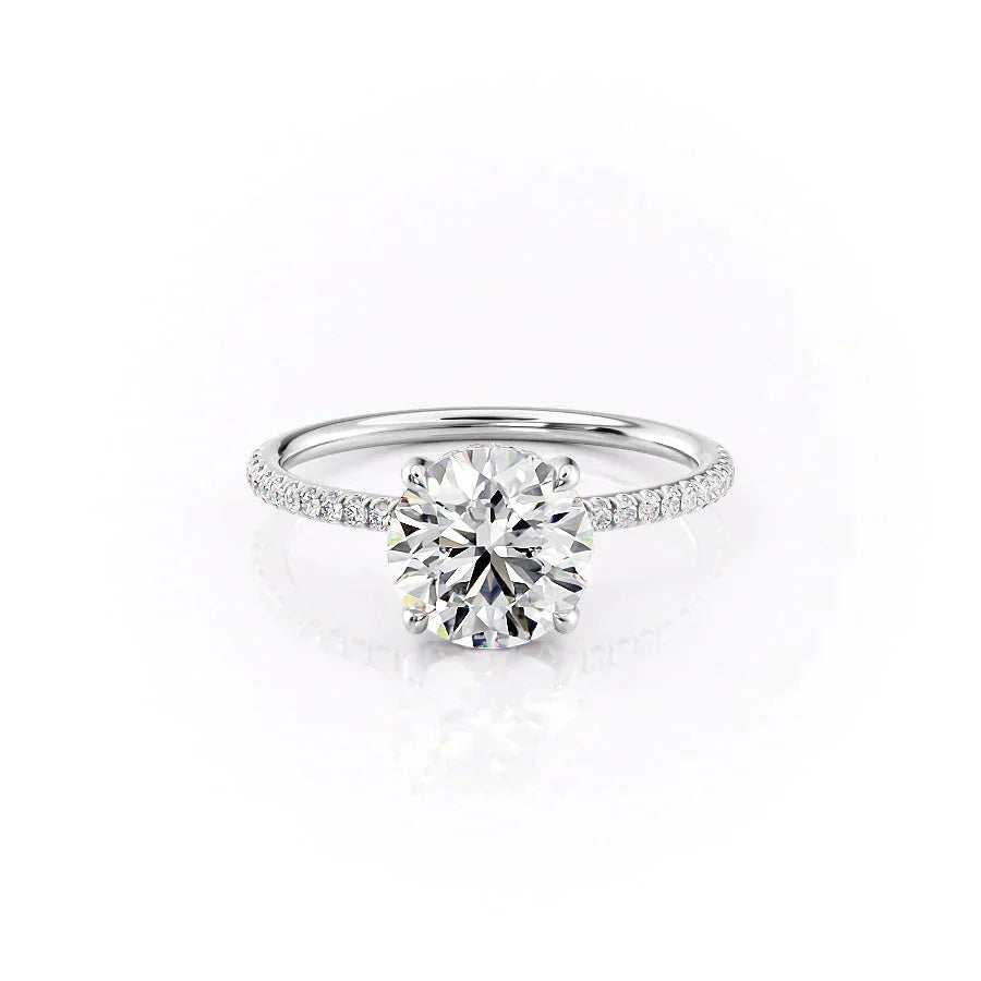 The Crown Kamellie Set With A 3 Carat Round 14K White Gold Lab Diamond