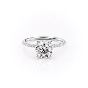 The Pave Crown Kamellie Set  With A 1 Carat Round 14K White Gold Moissanite