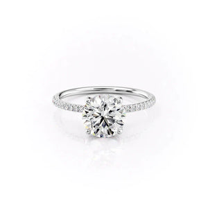 The Pave Crown Kamellie Set  With A 4 Carat E. Cushion 14K White Gold Moissanite