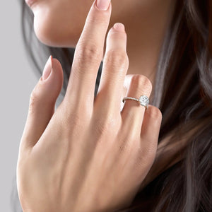 The Pave Crown Kamellie Set  With A 1.5 Carat Round 18K Yellow Gold Moissanite
