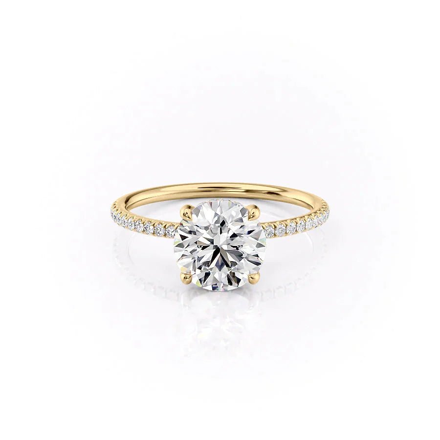 The Pave Crown Kamellie Set With A 1 Carat Round 14K Yellow Gold Lab Diamond